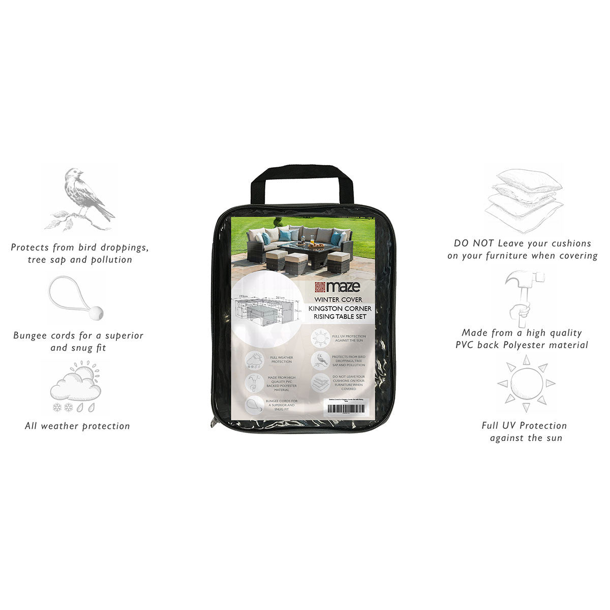 Maze Kingston Corner Set with Rising Table Outdoor Cover